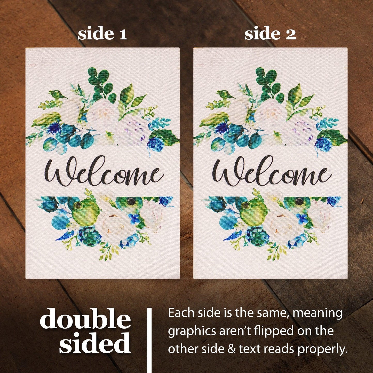 G128 Garden Flag Welcome Elegant Floral Arrangement 12X18 Burlap Fabric