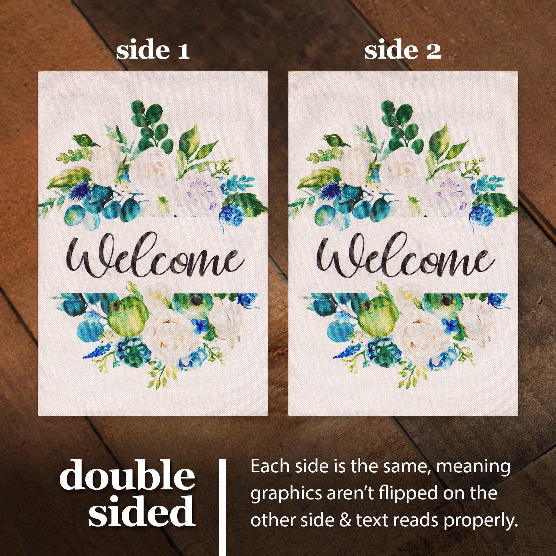 G128 Garden Flag Welcome Elegant Floral Arrangement 12X18 Burlap Fabric