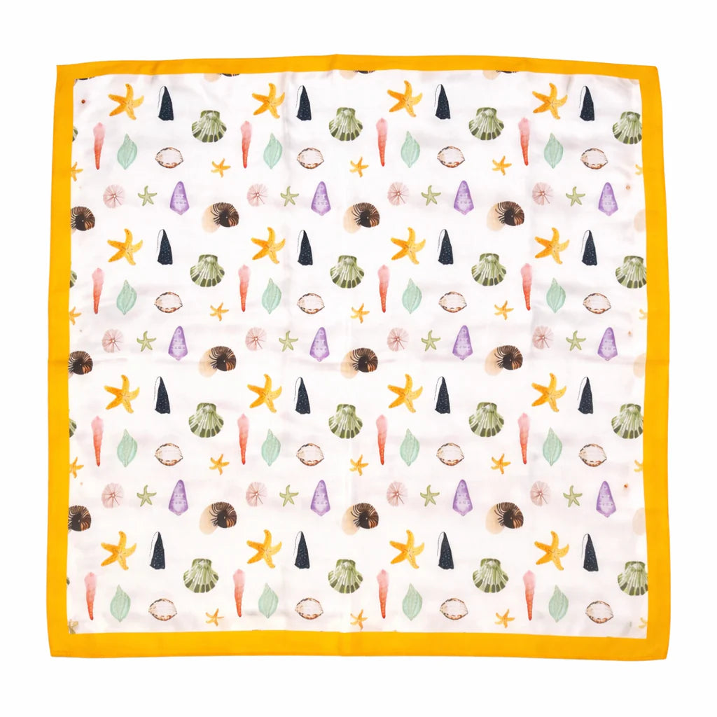 Fresh Color Shell Square Scarf – Seaside & Ocean Motif