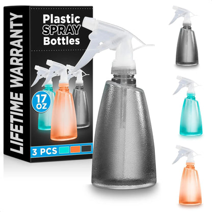 Runrar Plant Mister Spray Bottle Plastic Watering Can Watering Plastic Spray Bottle with Adjustable Nozzle Handheld Spray Bottles for Plants Cleaning Solutions Multi Purpose Use 17Oz(3 Pack)