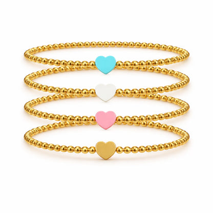 So Very Loved Heart Gold Beaded Stretch Bracelet