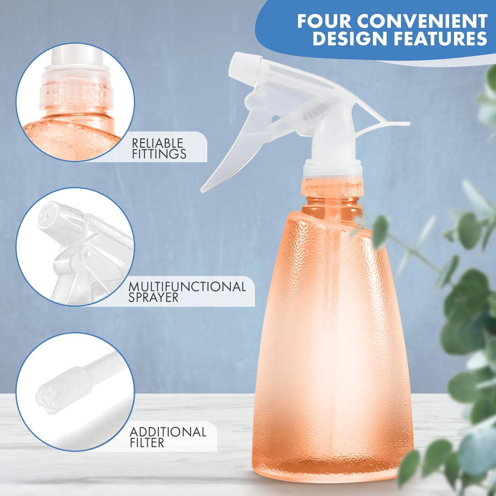 Runrar Plant Mister Spray Bottle Plastic Watering Can Watering Plastic Spray Bottle with Adjustable Nozzle Handheld Spray Bottles for Plants Cleaning Solutions Multi Purpose Use 17Oz(3 Pack)