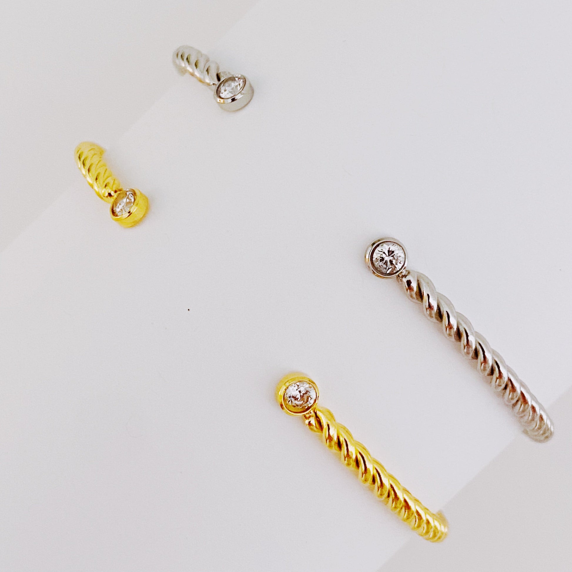 Slim and Cabled Open Bangle Bracelet