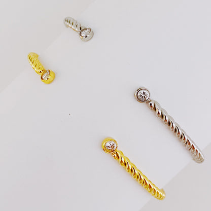 Slim and Cabled Open Bangle Bracelet