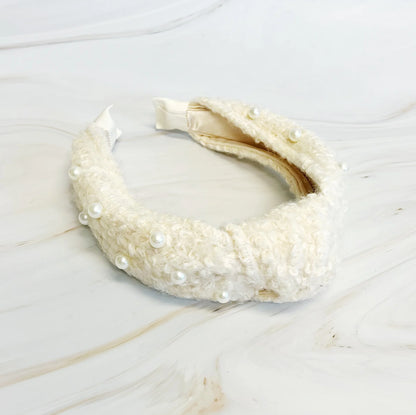 Pearl and Tweed Knotted Headband