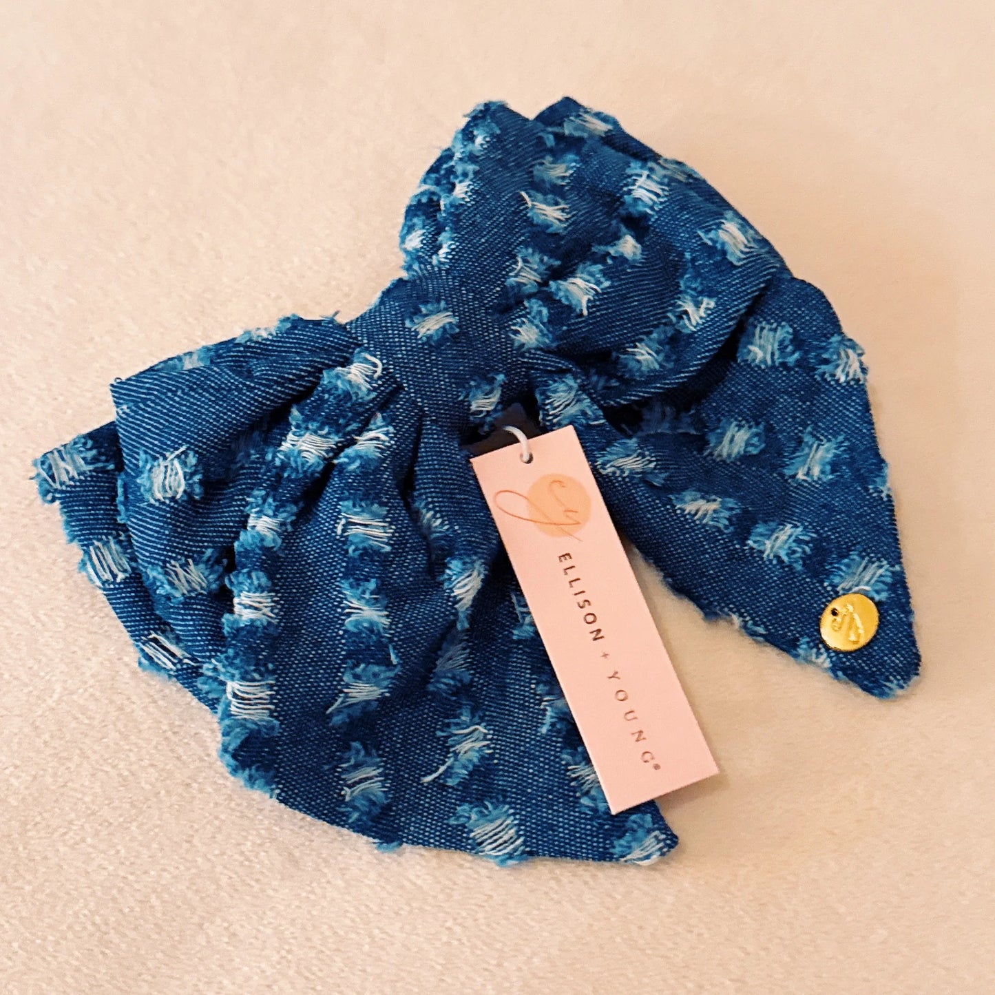80'S Vibe Distressed Jean Bow Hair Clip
