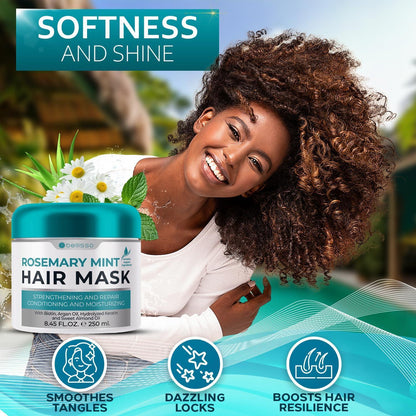 Rosemary Mint Oil Hair Mask Deep Conditioning Repair Products for Damaged Care Scalp Moisturizer and Hydrating Treatment for Women and Men Volume for Extremely Dry Thin and Frizzy Locks