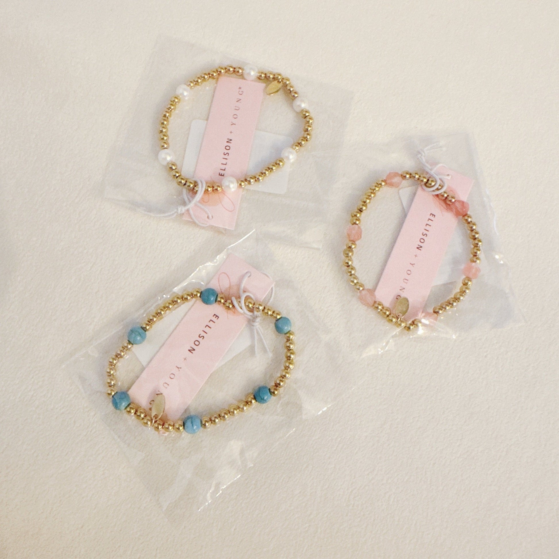 Golden Beads Stone Stretch Bracelet