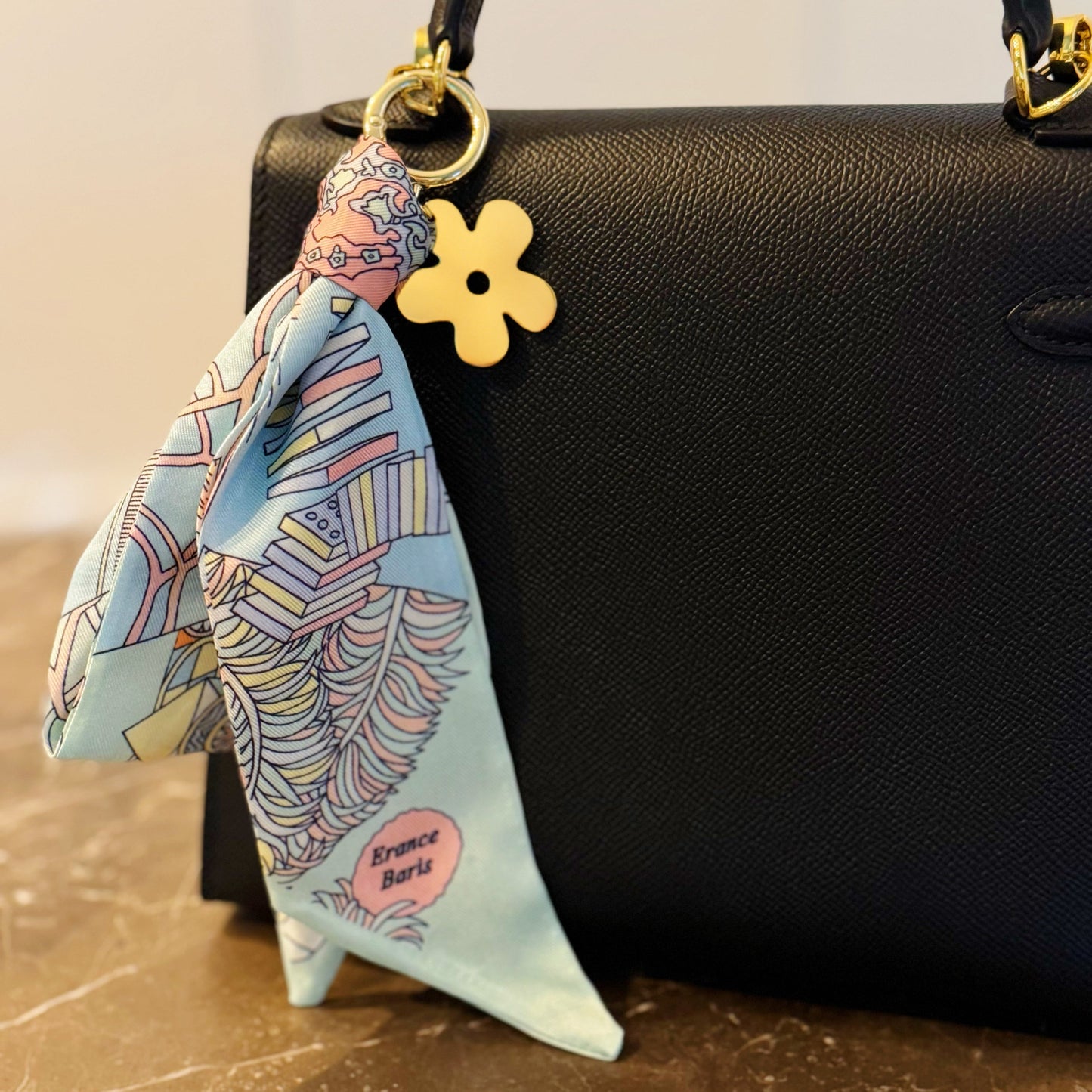 Golden Charm Luxe Print Scarf Bag Charm