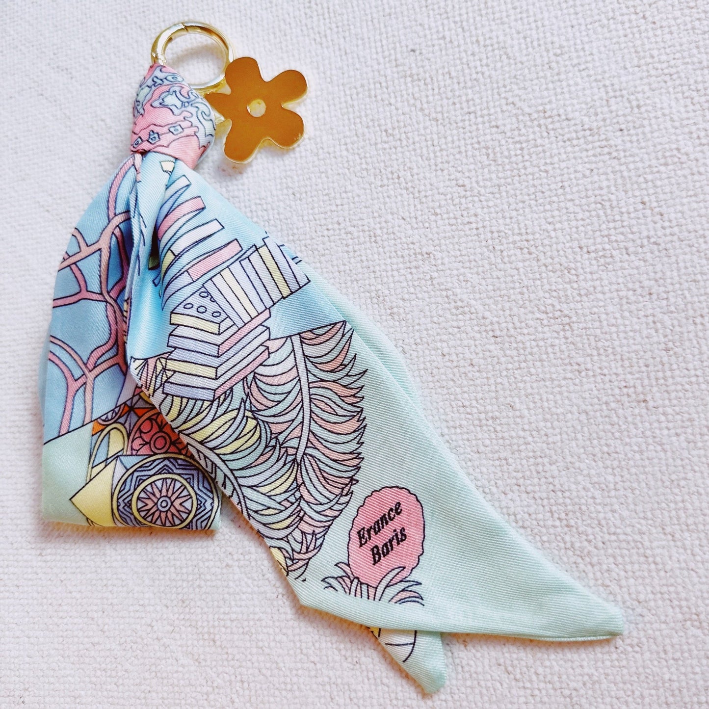 Golden Charm Luxe Print Scarf Bag Charm
