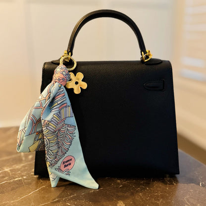 Golden Charm Luxe Print Scarf Bag Charm