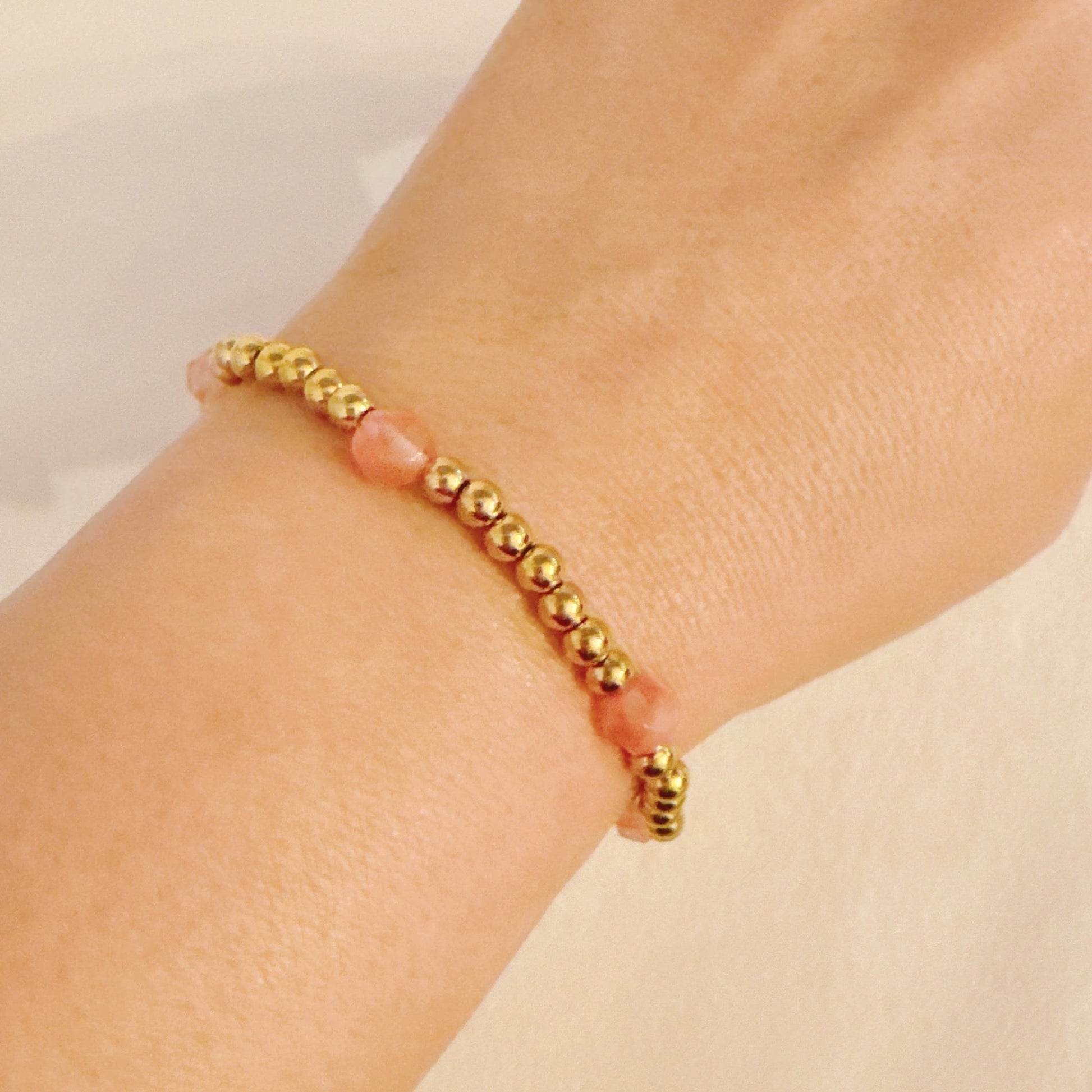 Golden Beads Stone Stretch Bracelet