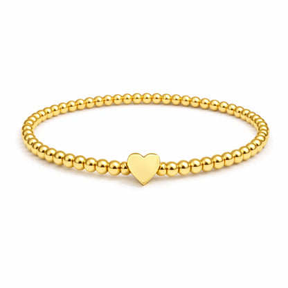 So Very Loved Heart Gold Beaded Stretch Bracelet