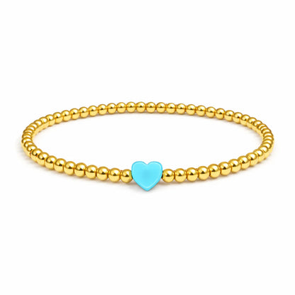 So Very Loved Heart Gold Beaded Stretch Bracelet