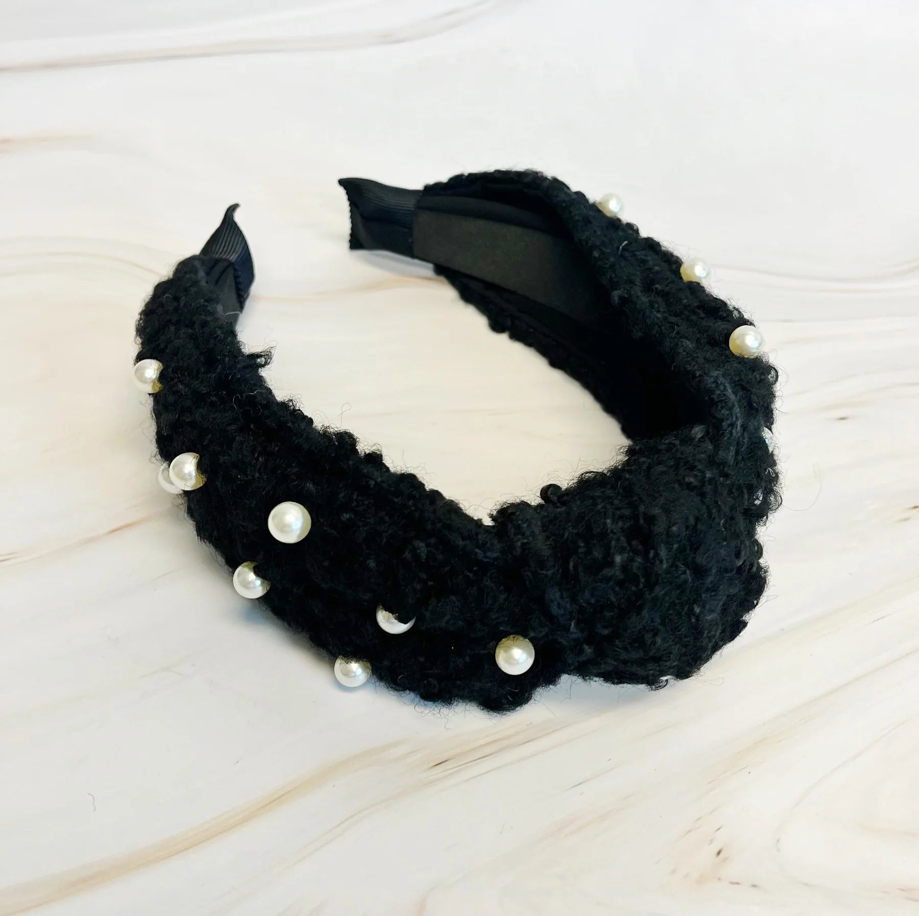 Pearl and Tweed Knotted Headband