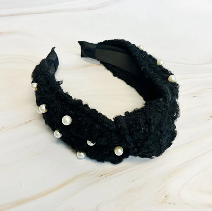 Pearl and Tweed Knotted Headband