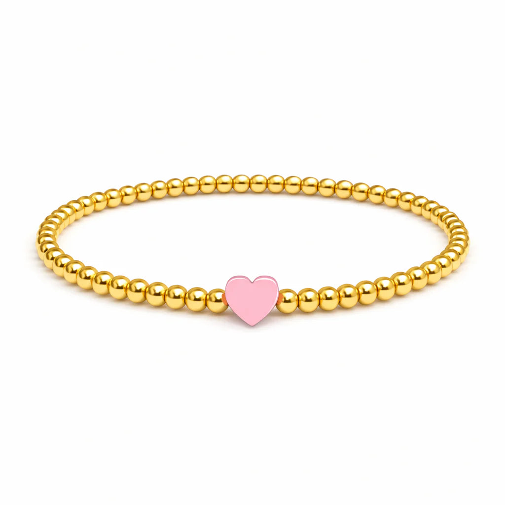 So Very Loved Heart Gold Beaded Stretch Bracelet