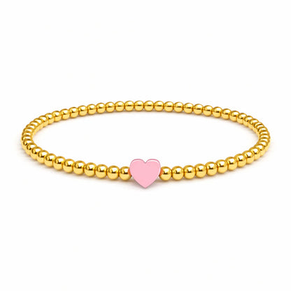 So Very Loved Heart Gold Beaded Stretch Bracelet
