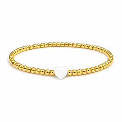 So Very Loved Heart Gold Beaded Stretch Bracelet